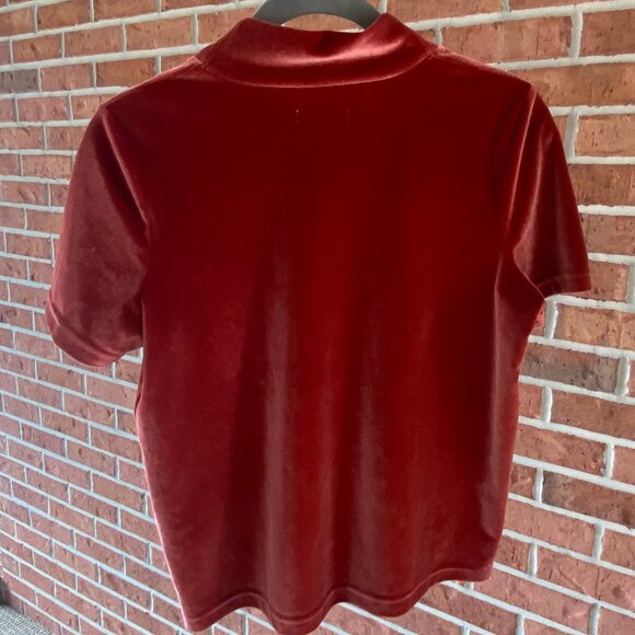 Madewell Velvet Mockneck Tee - Burnished Rust/Orange - NWOT - XS - Picture 7 of 14